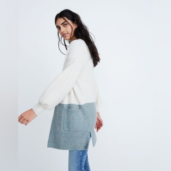 Madewell Edgewater Bubble-Sleeve Cardigan Sweater in Colorblock Women’s Size S - Picture 2 of 6